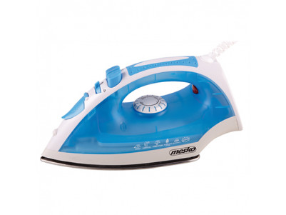 Iron Mesko MS 5023 Blue/White, 2200 W, With cord, Anti-scale system, Vertical steam function