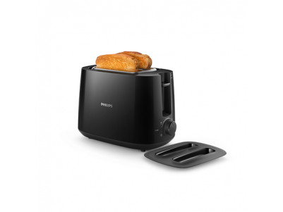 Philips Daily collection toaster HD2582/90 Black, Plastic, 900 W, Number of slots 2, Number of power levels 8, Bun warmer includ