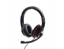 Gembird Stereo headset MHS-03-BKRD Built-in microphone, Headband/On-Ear, 3.5 mm jack, Black colour with red ring