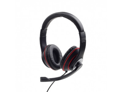 Gembird Stereo headset MHS-03-BKRD Built-in microphone, Headband/On-Ear, 3.5 mm jack, Black colour with red ring