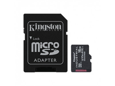 Kingston UHS-I 16 GB, microSDHC/SDXC Industrial Card, Flash memory class Class 10, UHS-I, U3, V30, A1, SD Adapter