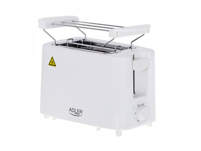 Adler Toaster AD 3223 Power 750 W, Number of slots 2, Housing material Plastic, White