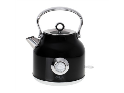 Adler Kettle with a Thermomete AD 1346b Electric, 2200 W, 1.7 L, Stainless steel, 360 rotational base, Black