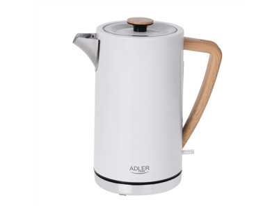 Adler Kettle AD 1347w Electric, 2200 W, 1.5 L, Stainless steel, 360 rotational base, White