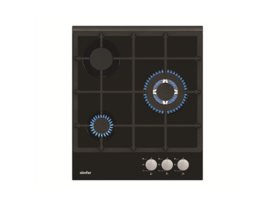 Simfer Hob H4.305.HGSSP Gas on glass, Number of burners/cooking zones 3, Rotary knobs, Black, 45 cm