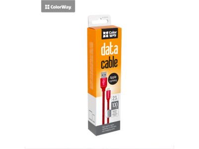 ColorWay Data Cable Apple Lightning Charging cable, Fast and safe charging Stable data transmission, Red, 1 m