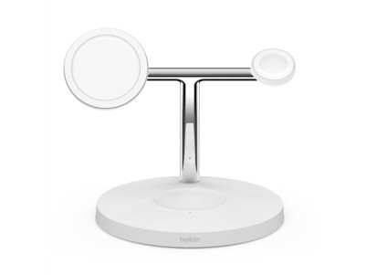 Belkin Pro MagSafe 3in1 Wireless Charging Stand + AC Power Adapter BOOST CHARGE White, 15 W