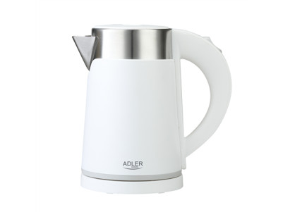 Adler Kettle AD 1372 Electric, 800 W, 0.6 L, Plastic/Stainless steel, 360 rotational base, White