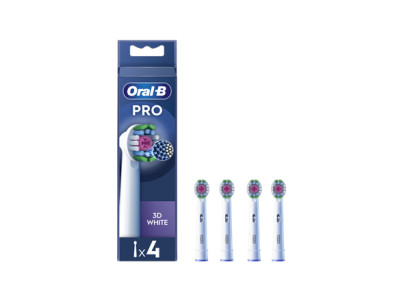 Oral-B | Replaceable toothbrush heads | EB18-4 3D White Pro | Heads | For adults | Number of brush heads included 4 | White