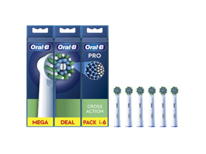 Oral-B | Replaceable toothbrush heads | EB50RX-6 Cross Action Pro | Heads | For adults | Number of brush heads included 6 | Whit