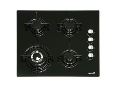 CATA | Hob | CI 631 A/A 08041412 | Gas on glass | Number of burners/cooking zones 4 | Rotary knobs | Black