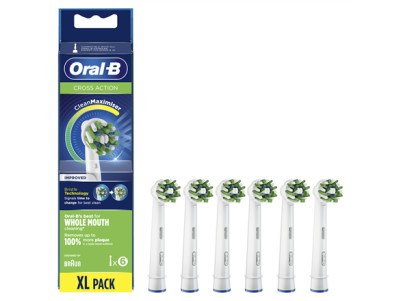 Oral-B CrossAction Replaceable Toothbrush Heads | EB50RB-6 | Heads | For adults | Number of brush heads included 6 | White