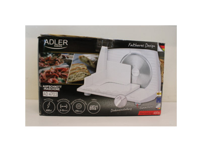 SALE OUT. Adler AD 4703 Food Slicer, Electric, Power 150 W, White | Adler | Food Slicer | AD 4703 | White | 150 W | DAMAGED PACK