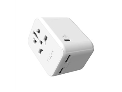 Fixed | Voyager World Adapter | FIXCT30-1C2A-WH | USB-A/USB-C | Travel Adapter