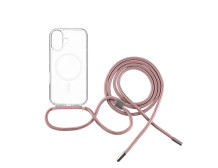 Fixed | MagPure Neck | Back Cover with Lanyard | Apple | iPhone 16 Plus | TPU | Clear, Pink