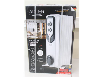 SALE OUT. Adler AD 7815 Oil-Filled Radiator, 7 Ribs, 3 Heating Powers: 600W-900W-1500W, White | Adler | Oil-Filled Radiator | AD