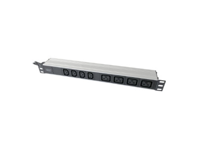 1U Aluminum PDU, rackmountable, 4x C13, 4x C19 2x 16A Plug, 250VAC 50/60Hz open end | DN-95423 | Sockets quantity 10