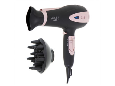 Adler | Hair Dryer | AD 2248b ION | 2200 W | Number of temperature settings 3 | Ionic function | Diffuser nozzle | Black/Pink