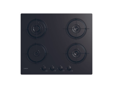 Candy Hob | CVW6BB | Gas on glass | Number of burners/cooking zones 4 | Knobs | Black