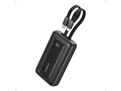 Anker | Power Bank | A1680G11 | 10000 mAh | USB-C 30W, Lightning 27W | Built-In USB-C and Lightning Cables | Black