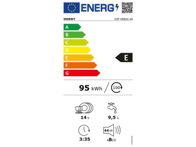 Dishwasher | D2F HD624 AS | Free standing | Width 60 cm | Number of place settings 14 | Number of programs 9 | Energy efficiency