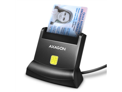 AXAGON Universal desktop USB contact Smart card/ID card reader with long, USB-A cable | CRE-SM4N