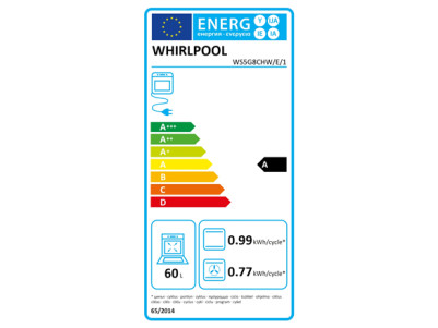 Whirlpool Cooker | WS5G8CHW/E/1 | Hob type Gas | Oven type Electric | White | Width 50 cm | LED | Depth 60 cm | 60 L