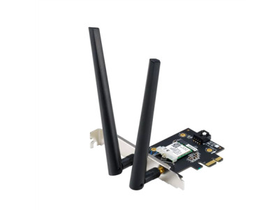 Asus WiFi 7 PCI-E Adapter with 2 external antennas | PCE-BE6500 | 802.11be | Mesh Support No | MU-MiMO No | No mobile broadband