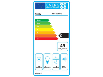 Candy Hood | CBT60RBG | Telescopic | Energy efficiency class C | Width 60 cm | 402 m /h | Mechanical | LED | Black